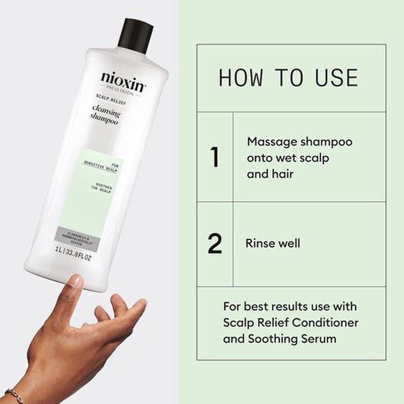 Nioxin Scalp Relief Cleansing Shampoo - Soothes & Hydrates Sensitive, Dry, Itchy Scalp | Aloe Vera & Vitamin E