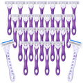 Leriton 48 Count Women's Disposable Razors Bulk Purple 3 Blade Sensitive Skin Bikini Line Razor for Bathing Hotel Travel