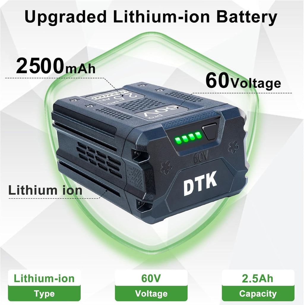 DTK 2500mAh Replacement for Greenworks 60V Battery LB60A00 LB60A01 LB60A02 LB60A03 2 Packs
