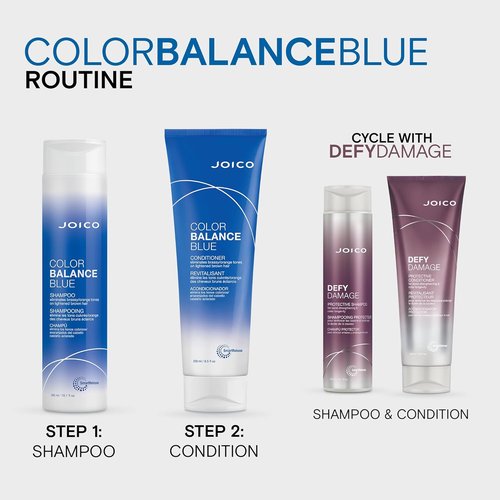 Joico Color Balance Blue Shampoo - Eliminate Brassy Tones & Boost Vibrancy | For Lightened Brown Hair | With Rosehip Oil & Green Tea Extract
