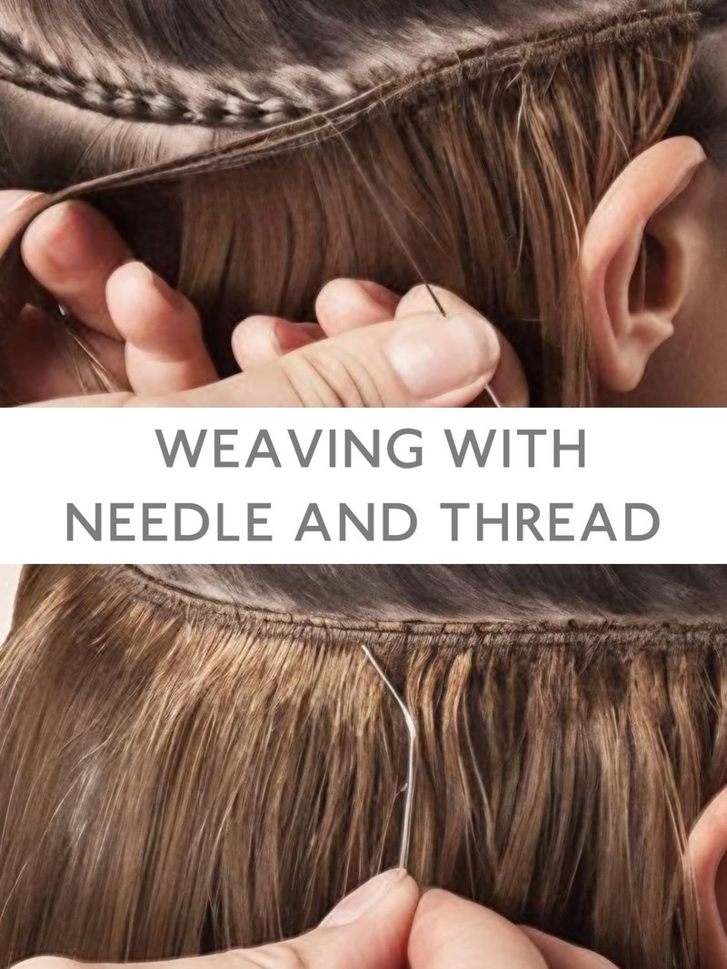 WENNALIFE Sew in Hair Extension Kit Hair Extension Tools, 200 PCS Blonde Micro Ring Beads, 1 Pulling Needle, 1 Loop Needle, 1 Plier, 1 Thread, 4 Curved Needles, 2 Straight Needles, 2 J-needles