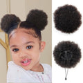 isheeny Afro Puff Ponytail – 2PCS Natural Black Human Hair Bun, Soft & Realistic, Easy Drawstring Design for Daily Styling