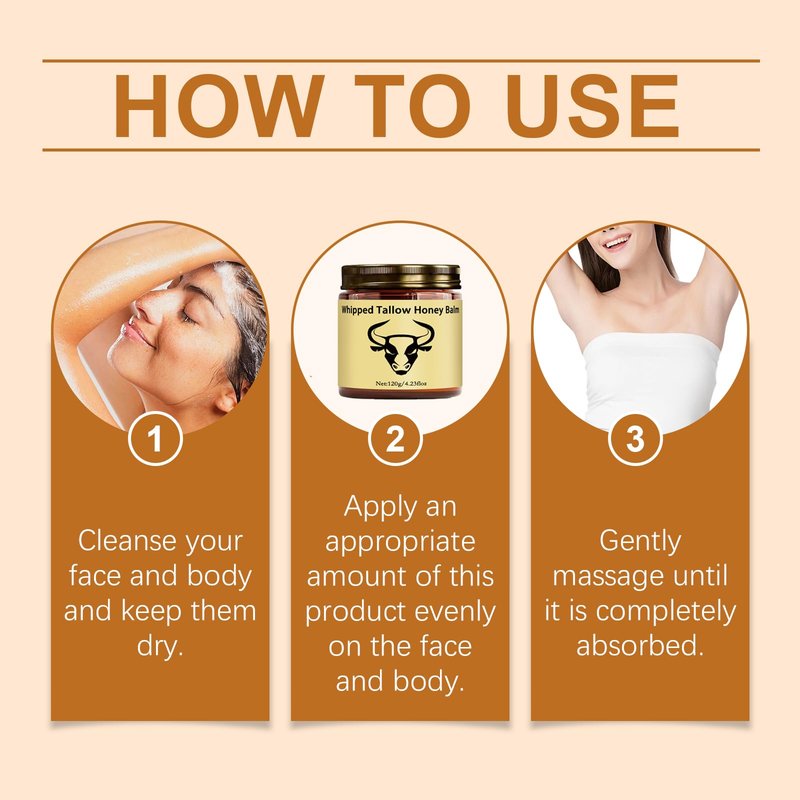 WAESKI Beef Tallow for Skin - Whipped Tallow Honey Balm, Lavender, Deep Moisturization, Natural Hydrating Cream, Relief for Dry & Sensitive Skin 2.11oz