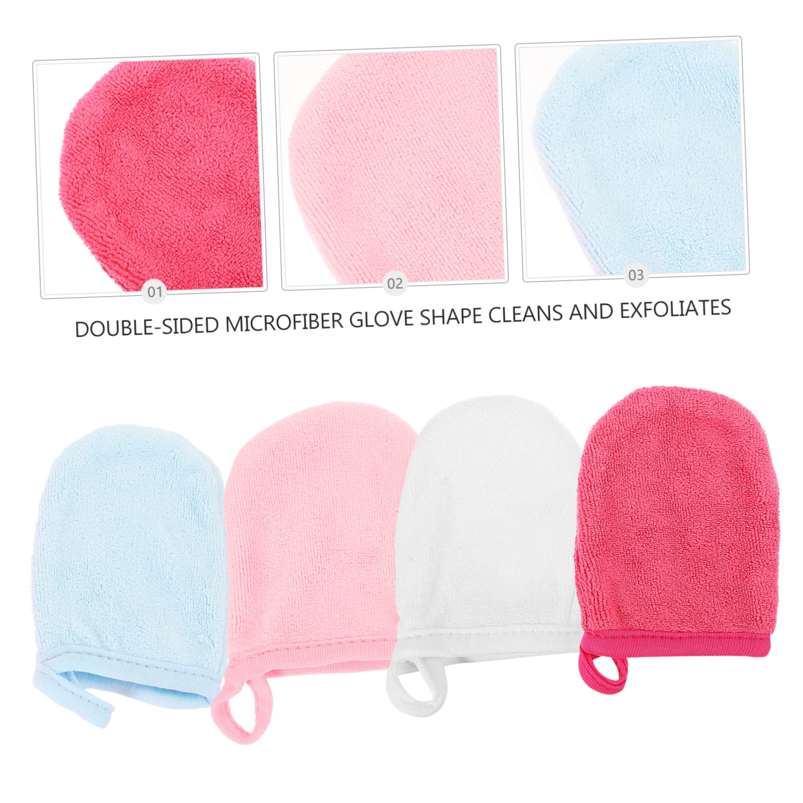 Beatifufu 4Pcs Microfiber Face Wash Gloves Reusable Makeup Remover Mitts Soft Facial Cleansing Cloths for Gentle Daily Skin Care and Makeup Removal
