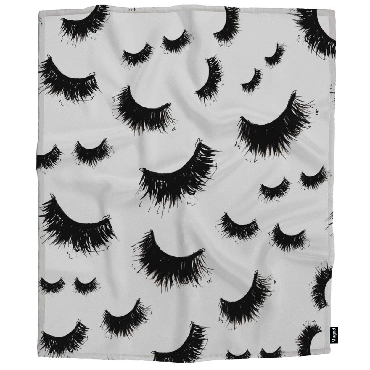 Mugod False Eyelashes Art Sketch Throw Blanket Watercolor Cosmetics Mascara Decorative Soft Warm Cozy Flannel Plush Throws Blankets for Bedding Sofa Couch 40 X 50 Inch