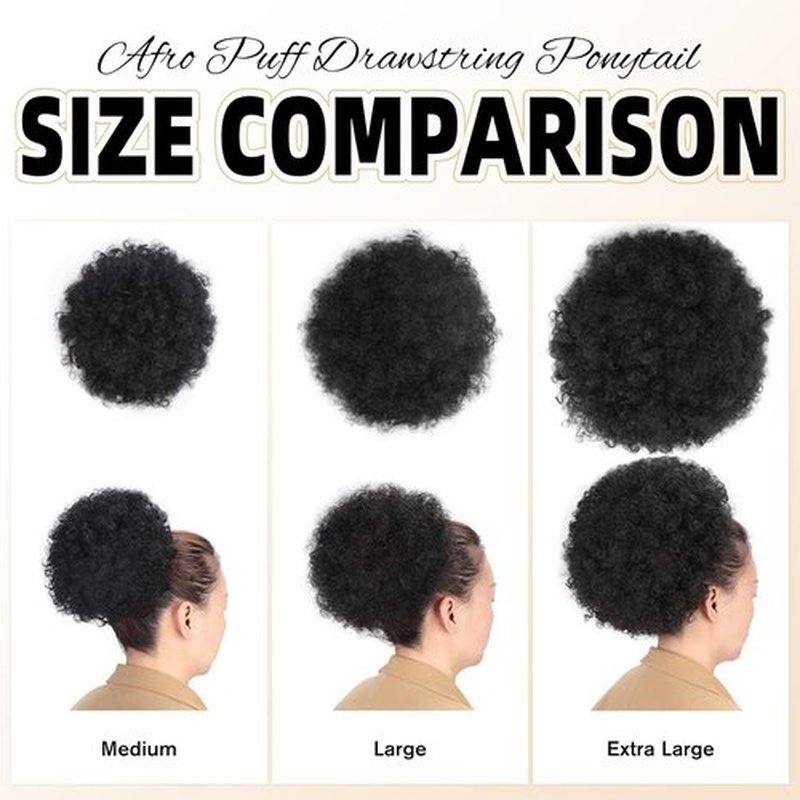 AISI QUEENS Extra Large Afro Puff Drawstring Ponytail for Women,Big Black Afro Kinky Curly Hair Bun Synthetic Hairpieces Clip in Hair Extensions for Black Women Girls (Extra Large,1B#)
