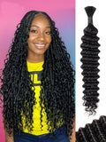 Luxvogue Braiding Human Hair 100g 22 Inch Deep Water Wave Bulk Human Hair for Braiding No Weft Brazilian Virgin Curly 11A Human Hair Extensions for Boho Braids