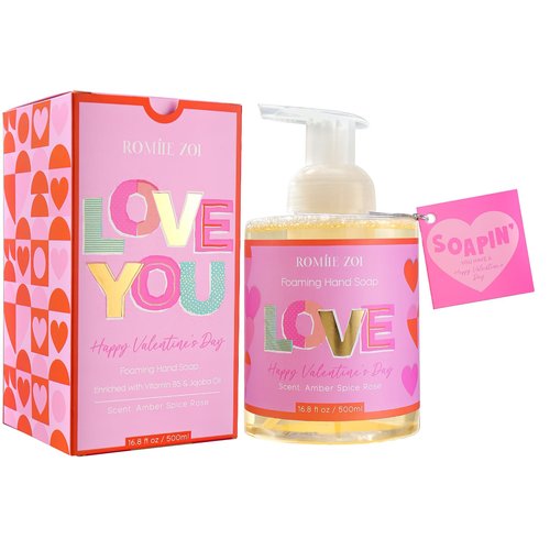 ROMIIE ZOI Foaming Hand Soap for Valentine's Gift Basket- Love You - Infused with Romantic Rose Aroma - 500 ML / 16.8 FL OZ