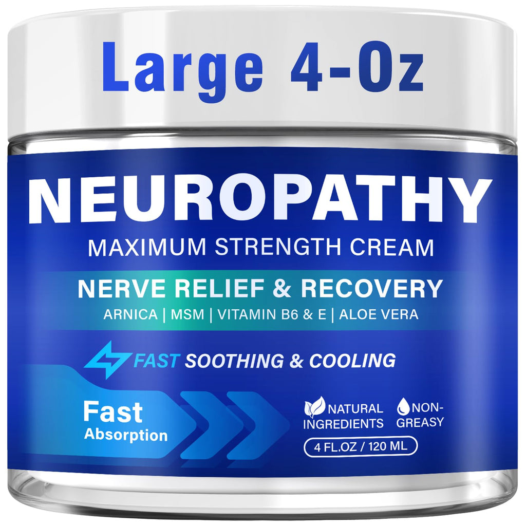 Neuropathy Nerve Relief Cream, Nerve Savior for Neuropathy for Feet, Hands, Legs & Toes, with Arnica, Vitamin B6, Vitamin E, Aloe Vera & MSM, Fast-Absorbing Non-Greasy Formula, 120 ml