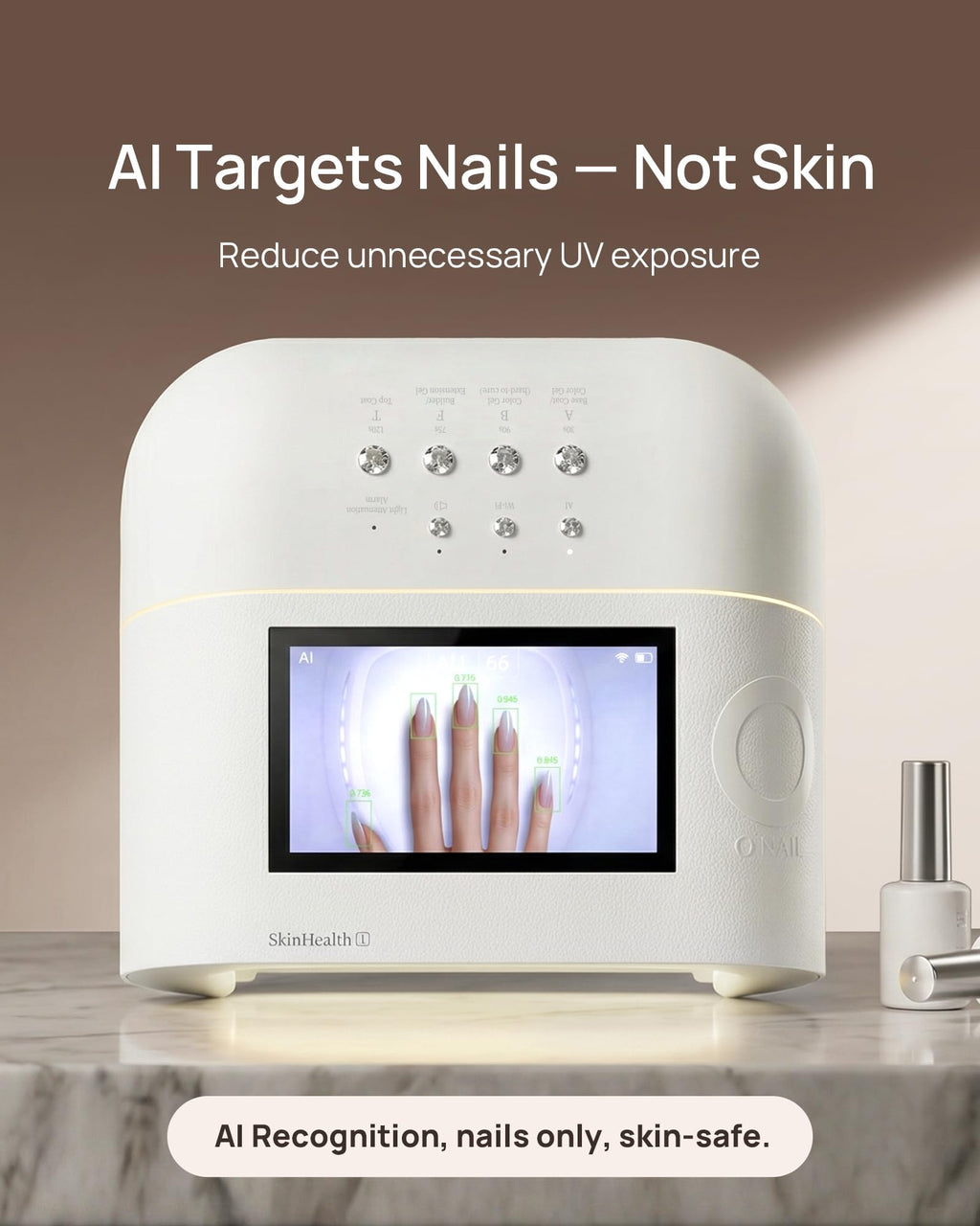 AI UV LED Nail Lamp for Gel Nails - O NAIL Smart Precision Scan Reduces UV Exposure, 109 LED Nail Dryer with HD Display, 2X Fast Curing Light for Professional Salon & Home (Battery Not Included)