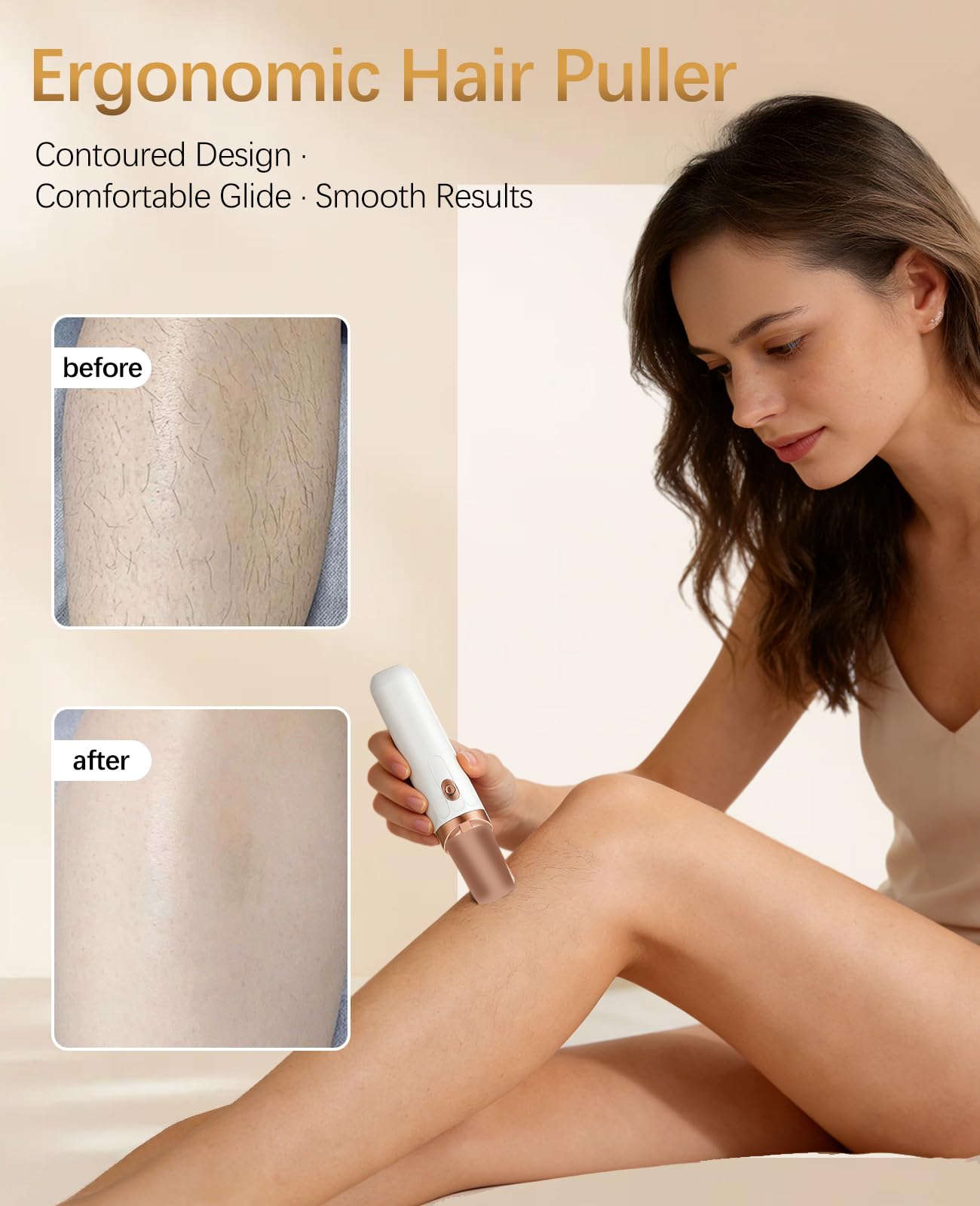 Facial Hair Removal for Women, 2-in-1 Epilator for Women Face, 3X Tweezer Head Painless Hair Remover for Face Woman with LED & USB(Snow White)