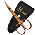 Premium Nail Scissors - Curved Manicure Scissors for Cuticles, Eyebrows, Nose Hair, Mustache & Beard - Stainless Steel, 3.6'' (Rose Gold)