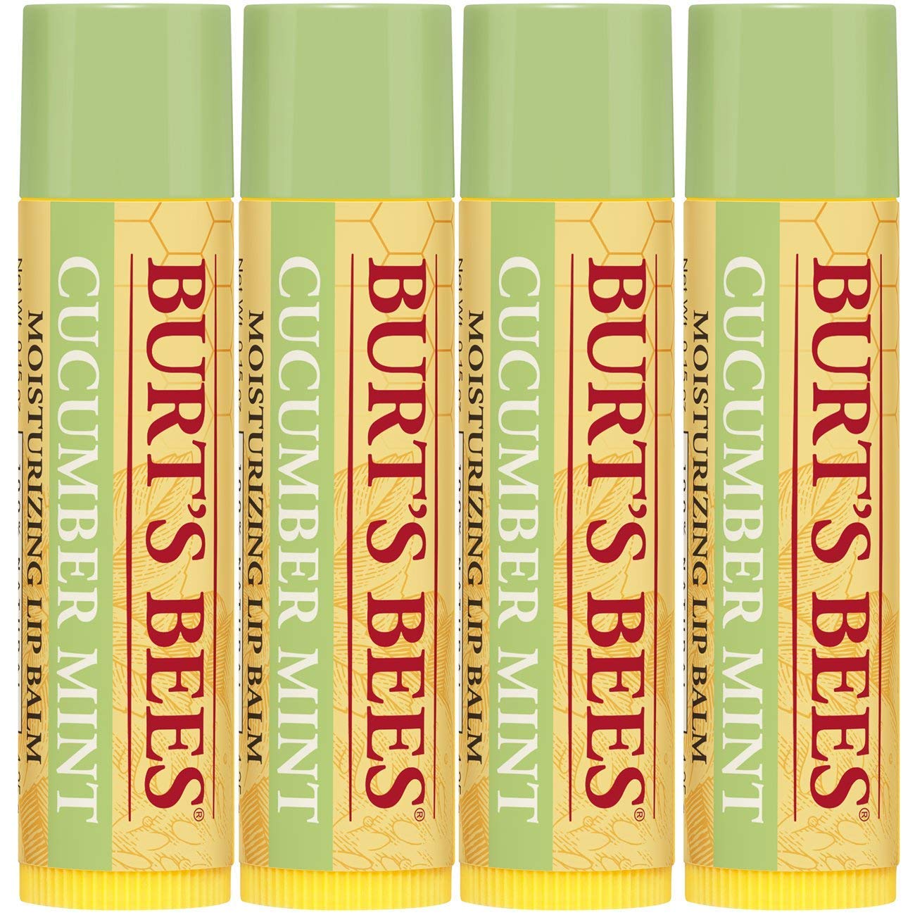 Burt's Bees 100% Natural Origin Moisturizing Lip Balm, Cucumber Mint with Beeswax, 4 Tubes
