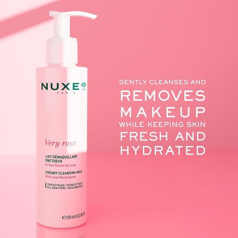 Nuxe Very Rose Creamy Cleansing Milk - Gentle Make-Up Remover with Rose Floral Water | 6.8 Fl Oz