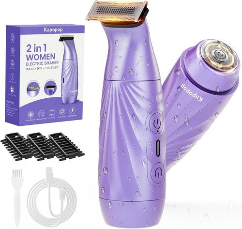 Skiennix 2-in-1 Bikini Trimmer for Women - Painless Electric Shaver & Razor, IPX7 Waterproof, Rechargeable