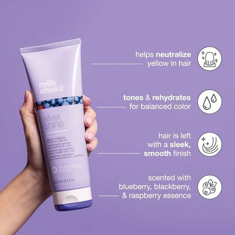 milk_shake Silver Shine Purple Conditioner - Toner for Brassy Blonde Hair, 300ml