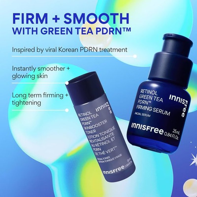 Innisfree Green Tea Retinol PDRN Firming Serum - Vegan Skincare for Fine Lines & Smooth Texture | Gift Set Available
