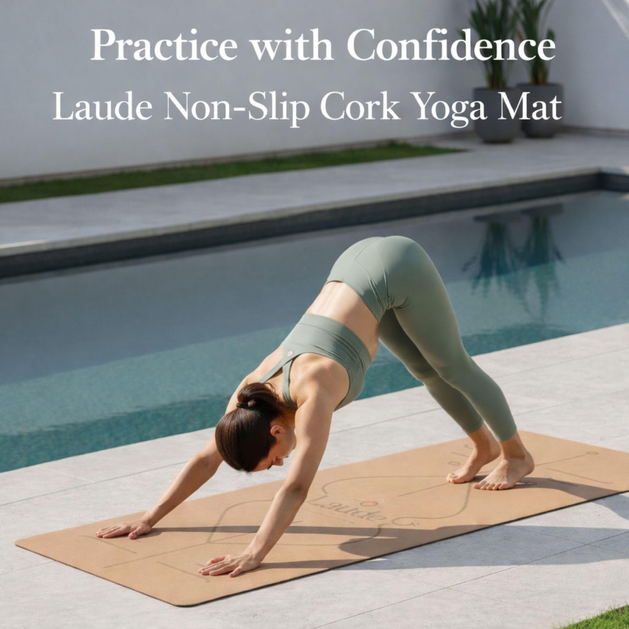 Laude Cork Yoga Mat + Ball Set – Sustainable Non Slip Yoga Mat with Strap – Thick Yoga Mat, Pilates Mat Thick & Workout Mat – Eco-Friendly Cork & Rubber Mat with Alignment Lines, Superior Grip, Sweat-Resistant & Durable 72"x26"
