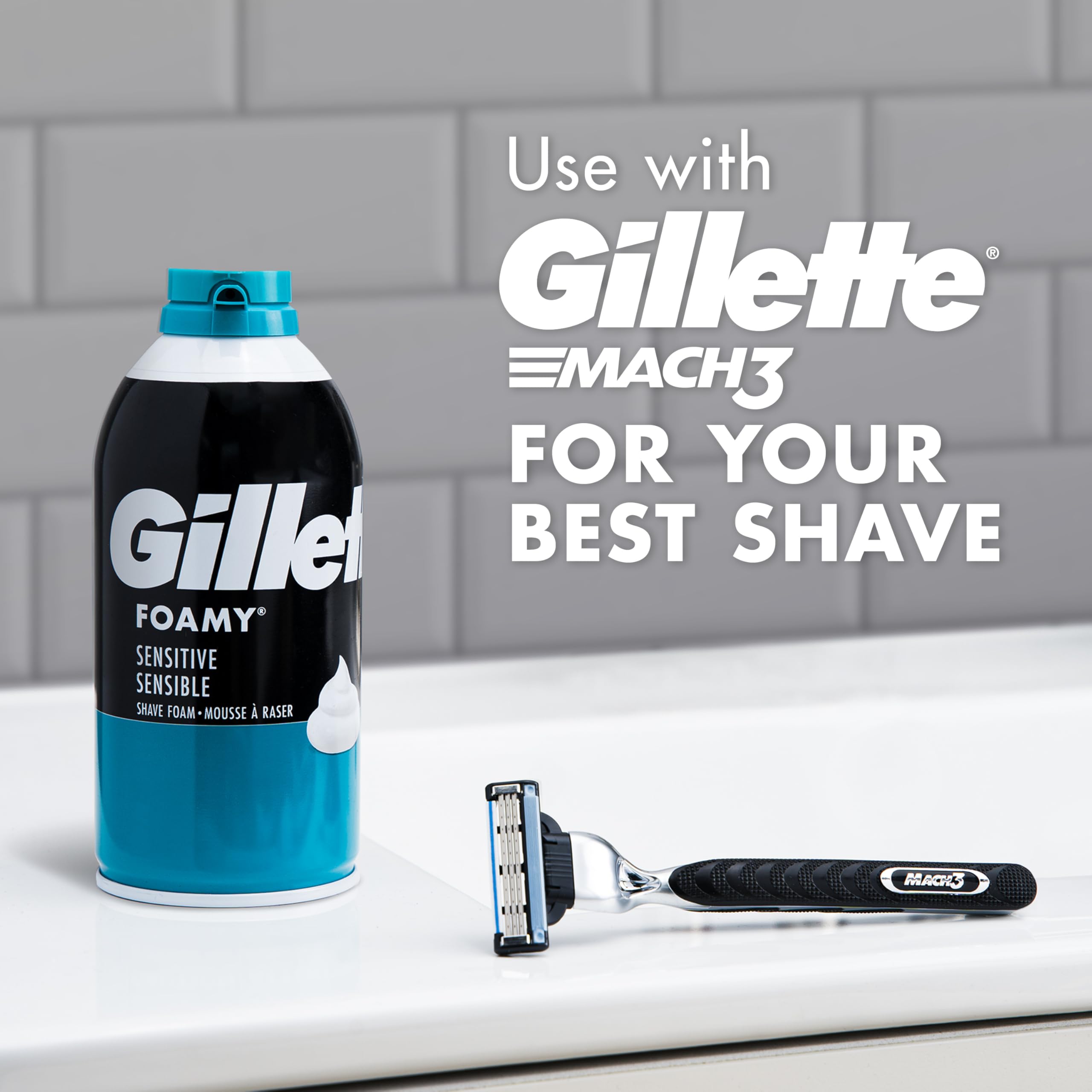 Gillette Foamy Shaving Cream, Sensitive Skin, 11 Ounce (Pack of 12)