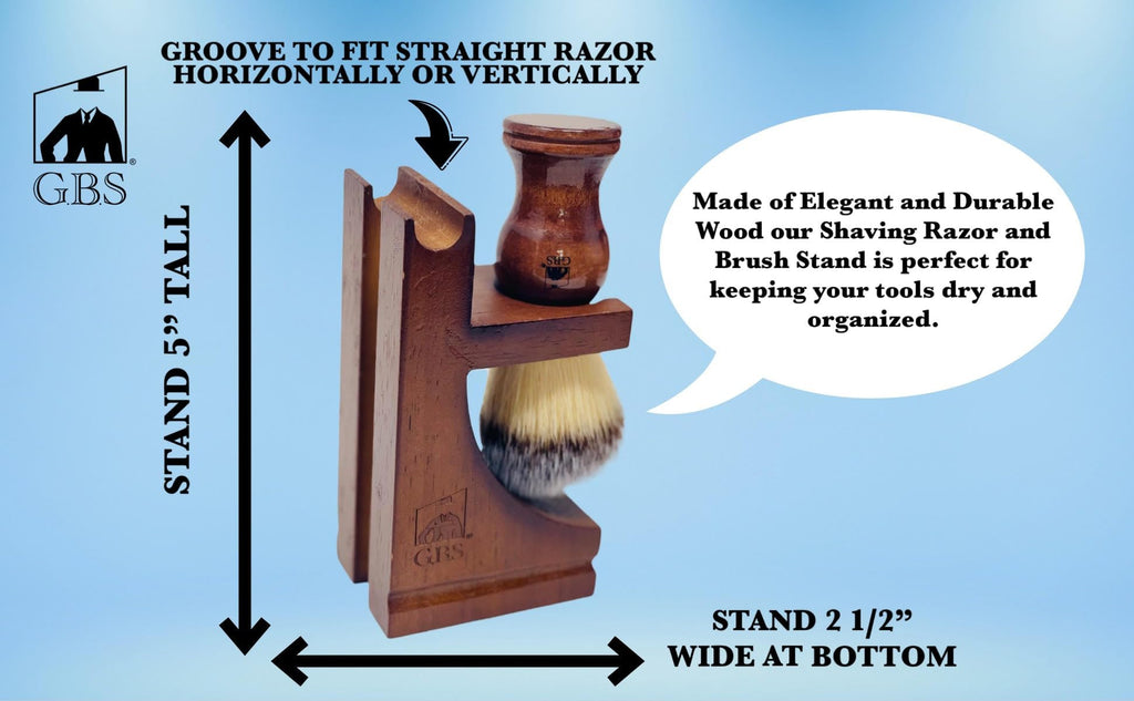 G.B.S Wooden Brush and Shaving Razor Stand, Shave Razor and Shave Brush Storage, Durable Professional Barber Choice Shaving Accessories for Men