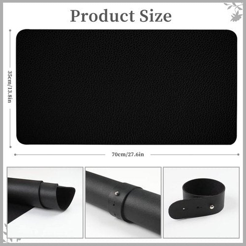 Black Nail Art Table Mat, Foldable Nail Hand Rest Mat for Nail Arm Rest Cushion, Soft Microfiber PU Leather Nail Arm Rest Pillow Manicure Pad Nail Table Desk Mat for Nail Technician Manicure(MAT ONLY)
