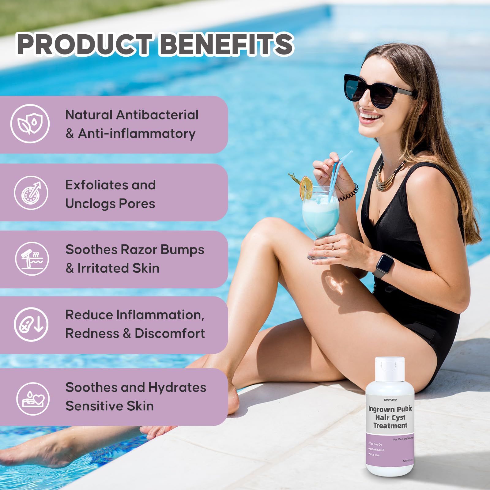Ingrown Pubic Hair Cyst Treatment Gel, Razor Bumps Solution for Bikini Line, Intimate Area & Inner Thighs, Safe After Waxing or Shaving, Tea Tree and Salicylic Acid Formula for Men and Women, 4oz