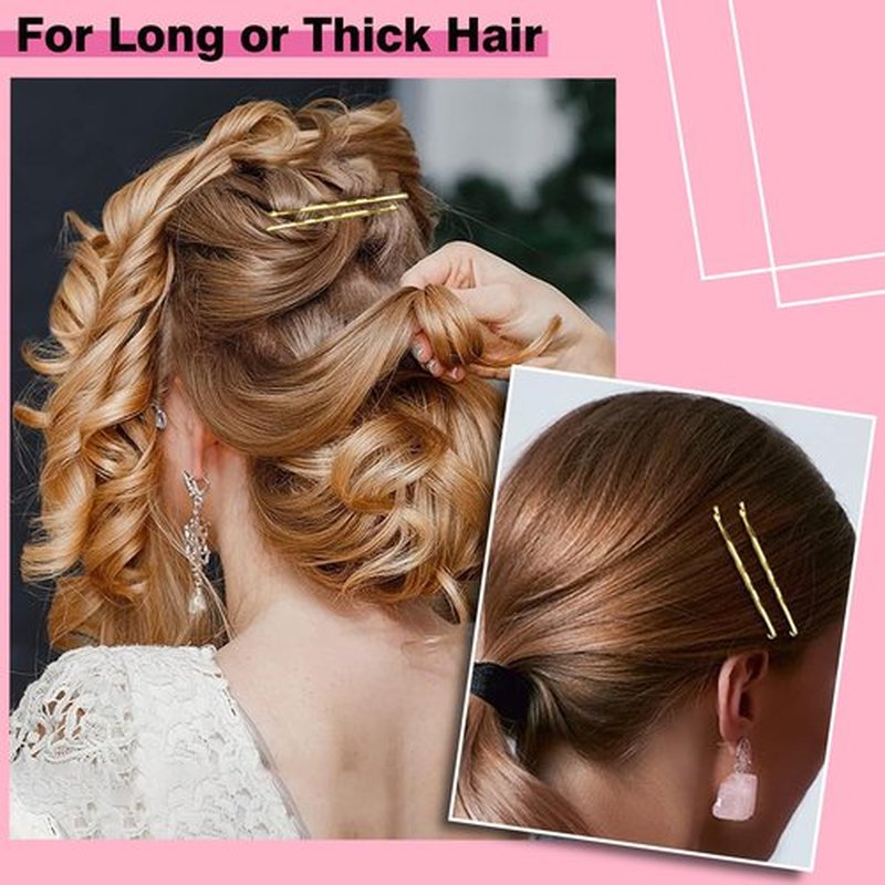 2.76'' Large Bobby Pins Blonde, AITRAI 240PCS Jumbo Hair Bobby Pins Big Gold Long Hair Pins for Women Thick Hair with Box