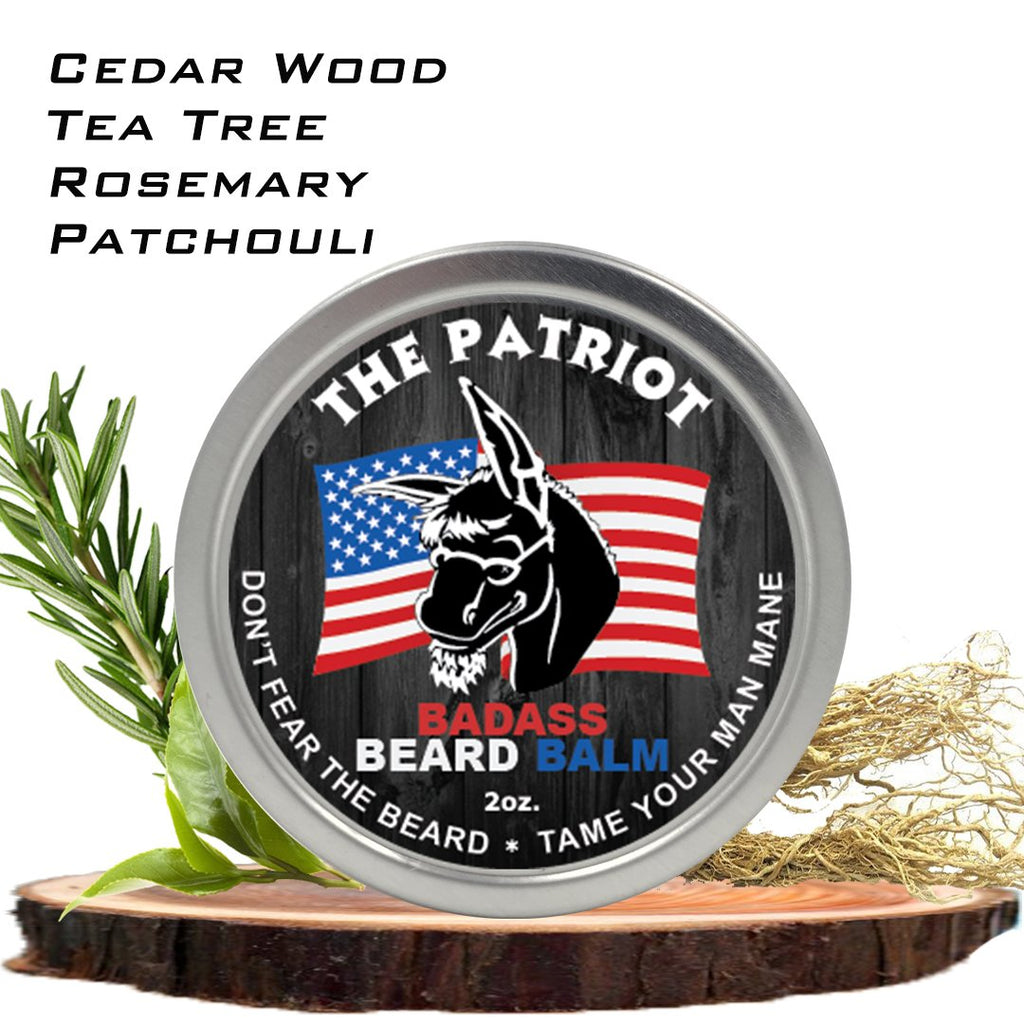 Badass Beard Care Beard Balm - The Patriot Scent, 2 Ounce - All Natural Ingredients, Keeps Beard and Mustache Full, Soft and Healthy, Reduce Itchy and Flaky Skin, Promote Healthy Growth