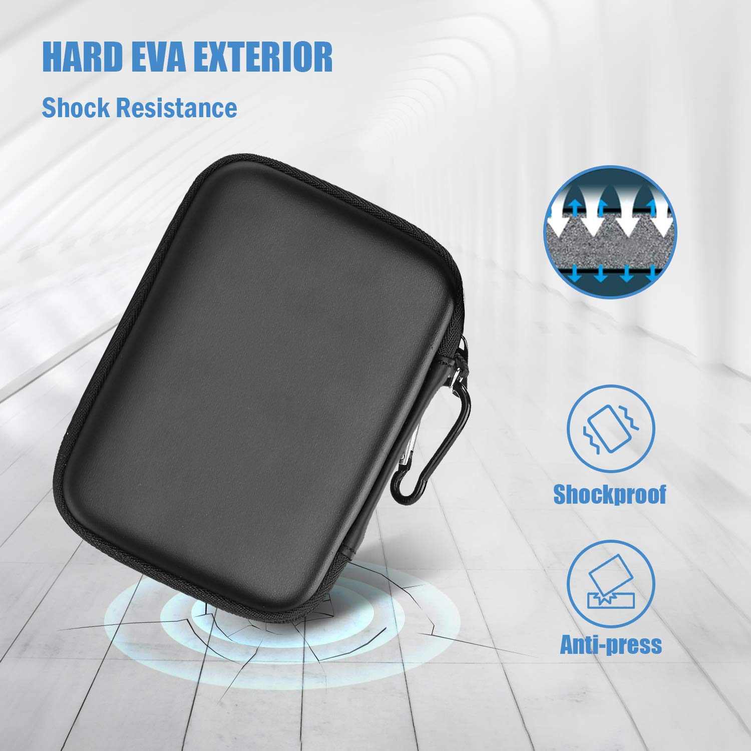 ProCase External Hard Drive Travel Case for 2.5" HDD/SSD -Black