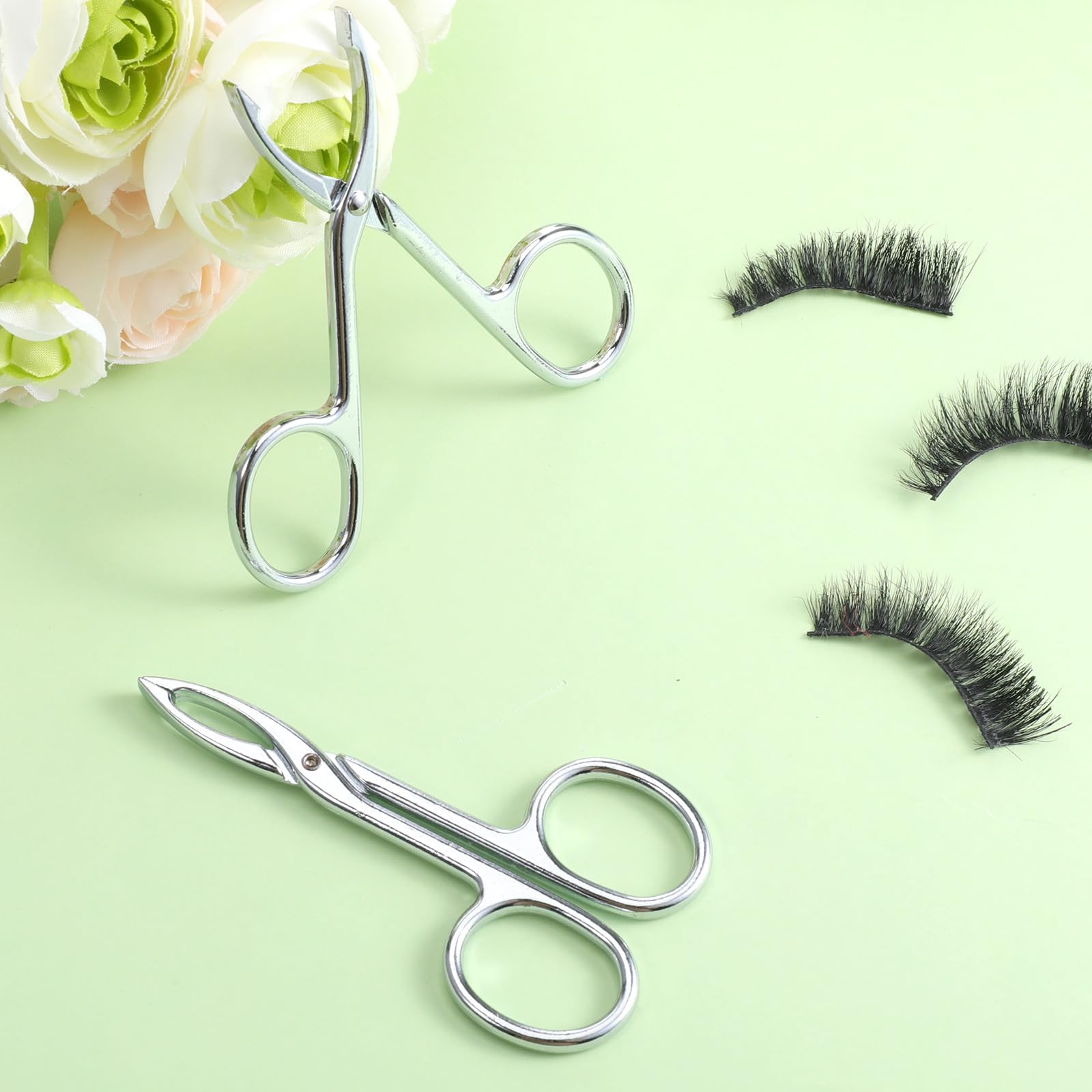 2 PCS Scissor Tweezers for Eyebrows, Metal Straight Tip Scissor Tweezers with Handles, Flat Plucker Tweezers Scissors for Remover Facial Hair and Eyebrow Care(Silver)