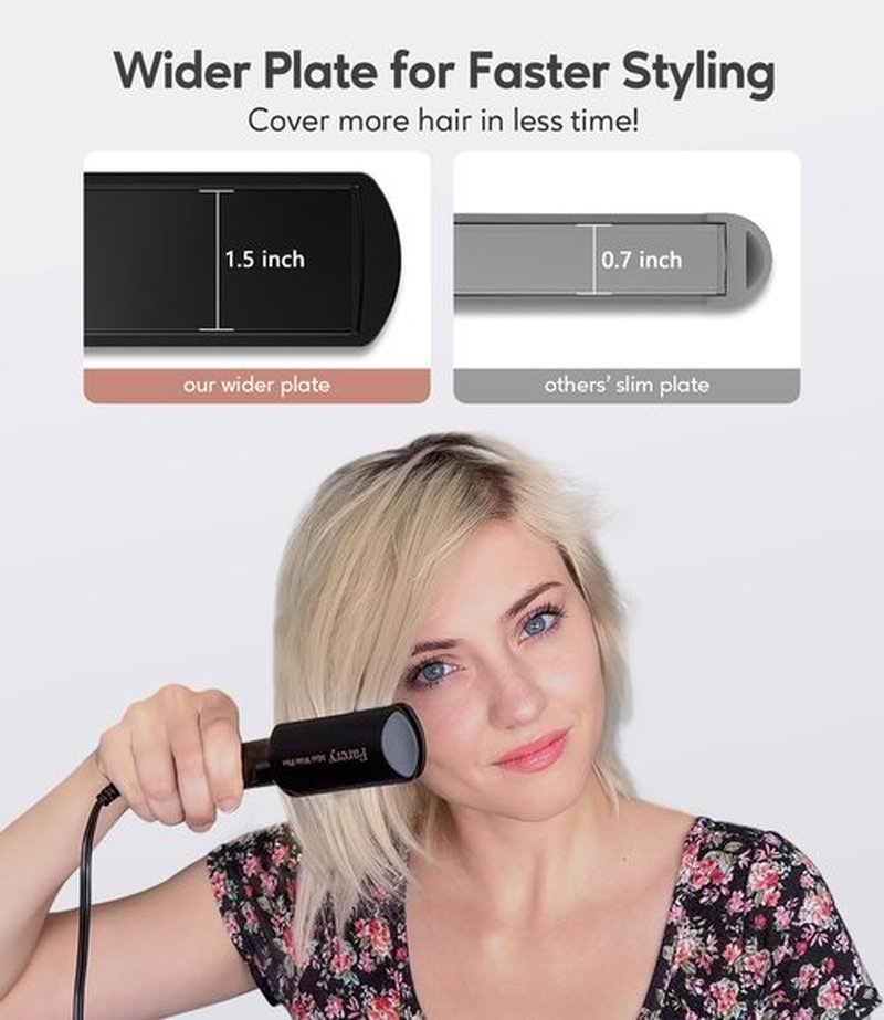 FARERY Portable Hair Straightener - 1.5 Inch Mini Flat Iron with Argan Oil & Keratin Infusion | Travel-Friendly Design