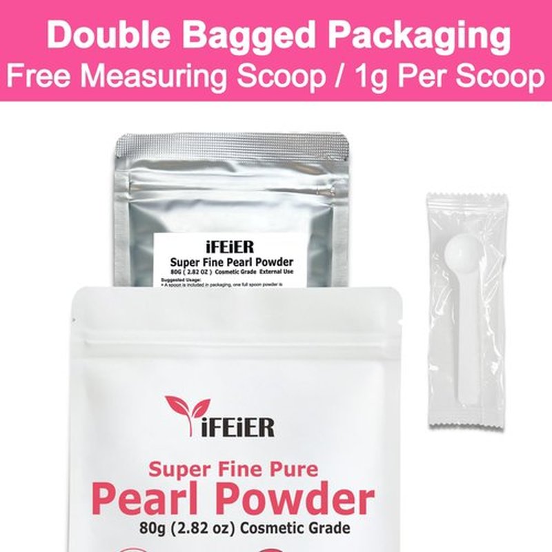 iFEiER Pure Freshwater Nano Pearl Powder for Skincare and Homemade Cosmetics Grade. 80g(2.82oz) SuperFine Pearl Powder for DIY lotions | creams | serums | making face mask, Natural and Oranic