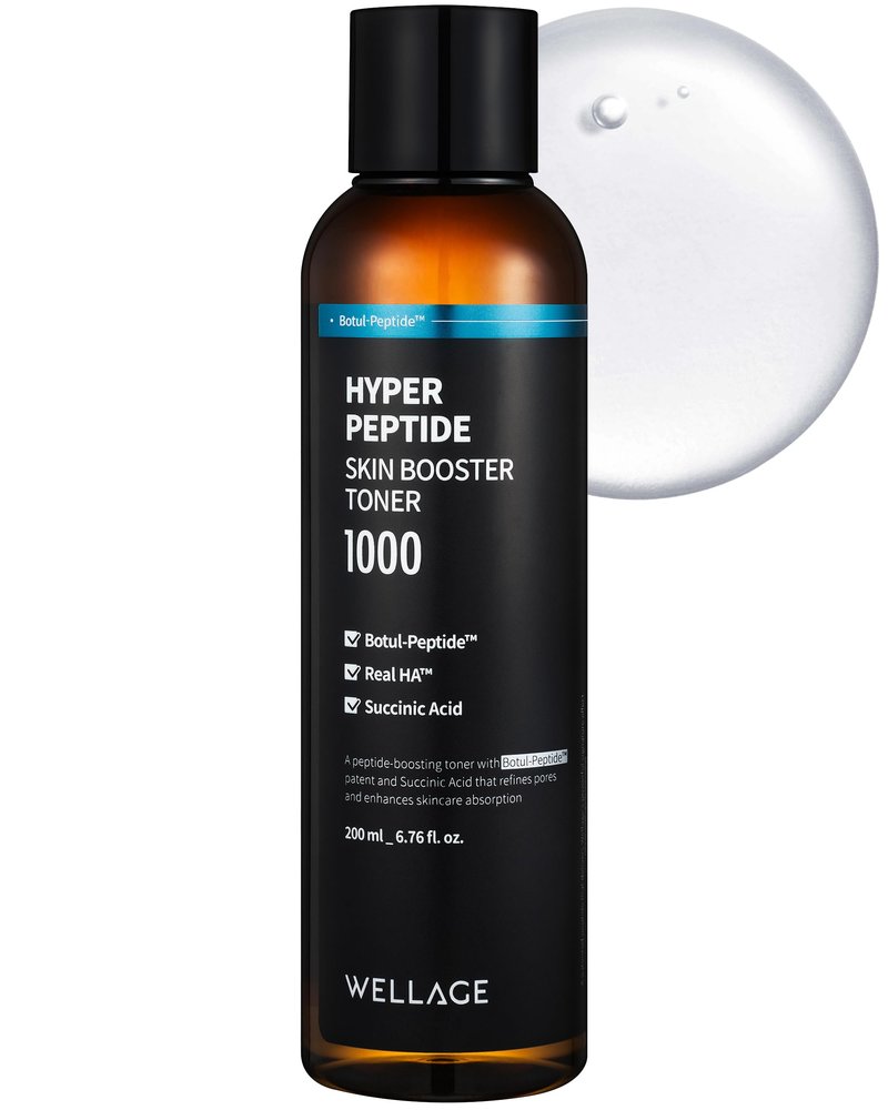 WELLAGE Hyper Peptide Skin Booster Face Toner - Korean Beauty Facial Astringent, Infused Peptide PHA, Anti-Aging, Wrinkle & Elasticity Improvement - for Uneven Texture, Reduces Pores, 6.76 fl.oz.