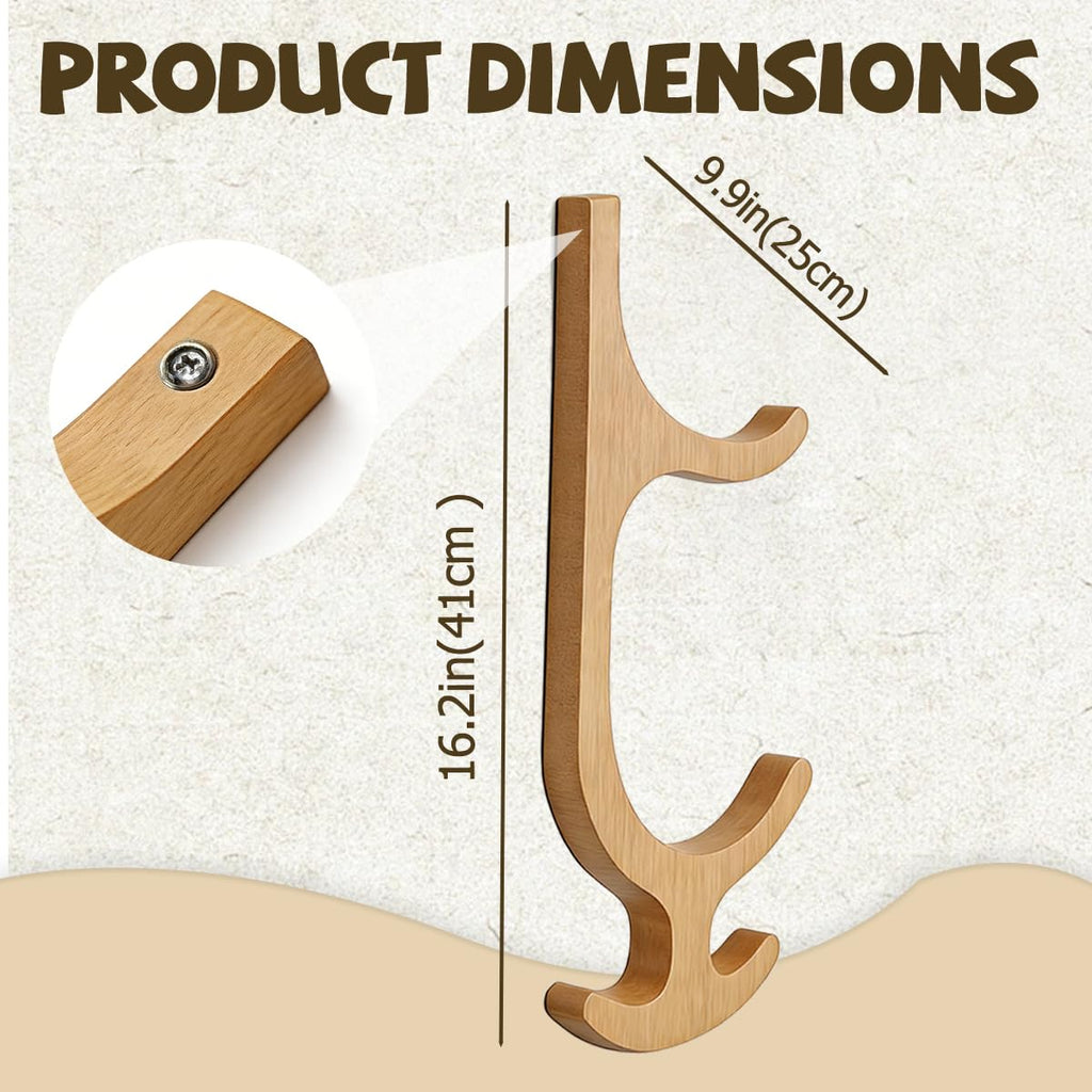 Leemeexaa Wooden Yoga Mat Holder Wall Mount, Wooden Yoga Mat Storage Rack, Solid Wooden Yoga Mat Holder, Yoga Mat Holders with hooks Space Saving Yoga Mat Holders for Mats,Resistance Bands,Jump Ropes,Home Fitness Storage