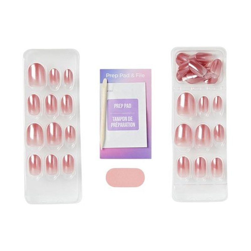 Kiss Impress No Glue Mani Press On Nails - ColorFX 'Boundless' Pink, Short Oval Shape | 30 Nails & Accessories