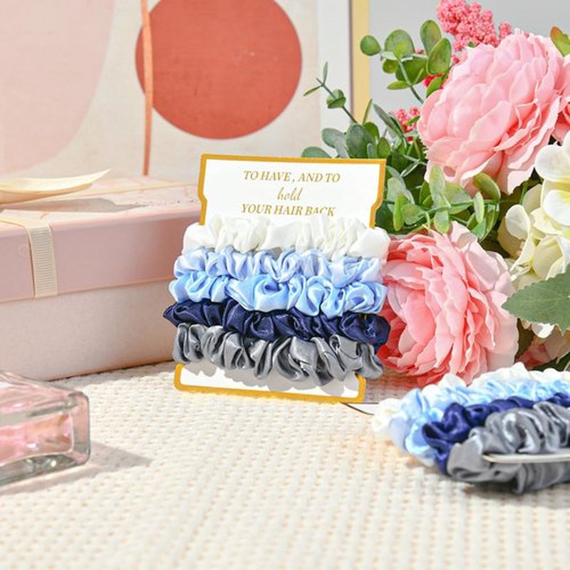 8 Pack Bridesmaid Gifts Satin Bridesmaid Scrunchies Soft Hair Ties Bachelorette Party Favors Hair Accessories for Women Bridesmaid Proposal Gift (Gradient Blue)