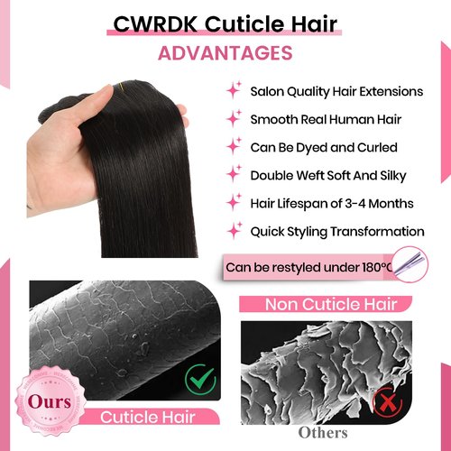CWRDK Clip in Hair Extensions Real Human Hair, 20inch 110g/3.8oz, Invisible Remy Human Hair Extension Clip ins for Women, Seamless Straight 8pcs Double Weft, #1B Natural Black