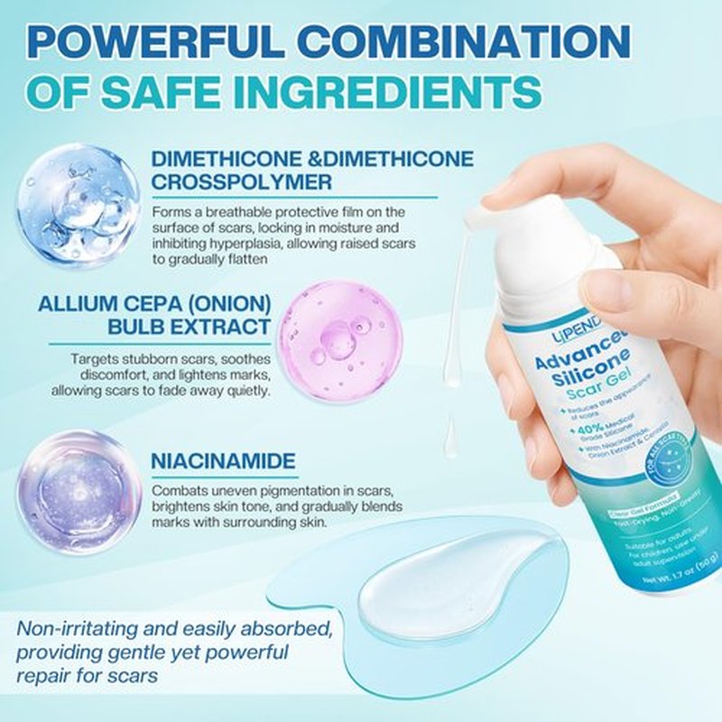 Advanced Silicone Scar Cream Gel Scar Removal for Old and New Treatment Remover Fading Surgical Face Burn C Section Heal Fast Acne Keloid for Men and Women Improve the Appearance 50g（1.76 Oz）/ 2 Pack