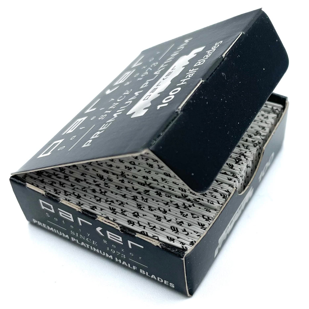 Parker Premium Platinum 1/2 Blades, ** 200 Count **, For Professional Barber Razors, Shavette Razors and Disposable Blade Straight Razors that accept Half of a Double Edge Razor Blade