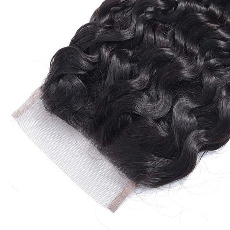 4x4 Transparent Hd Lace Closure Water Wave Invisible Ultra-Thin 4x4 Closure Brazilian Raw Virgin Human Hair Pre Plucked Natural Black (4x4 Lace Closure, 10 Inch)