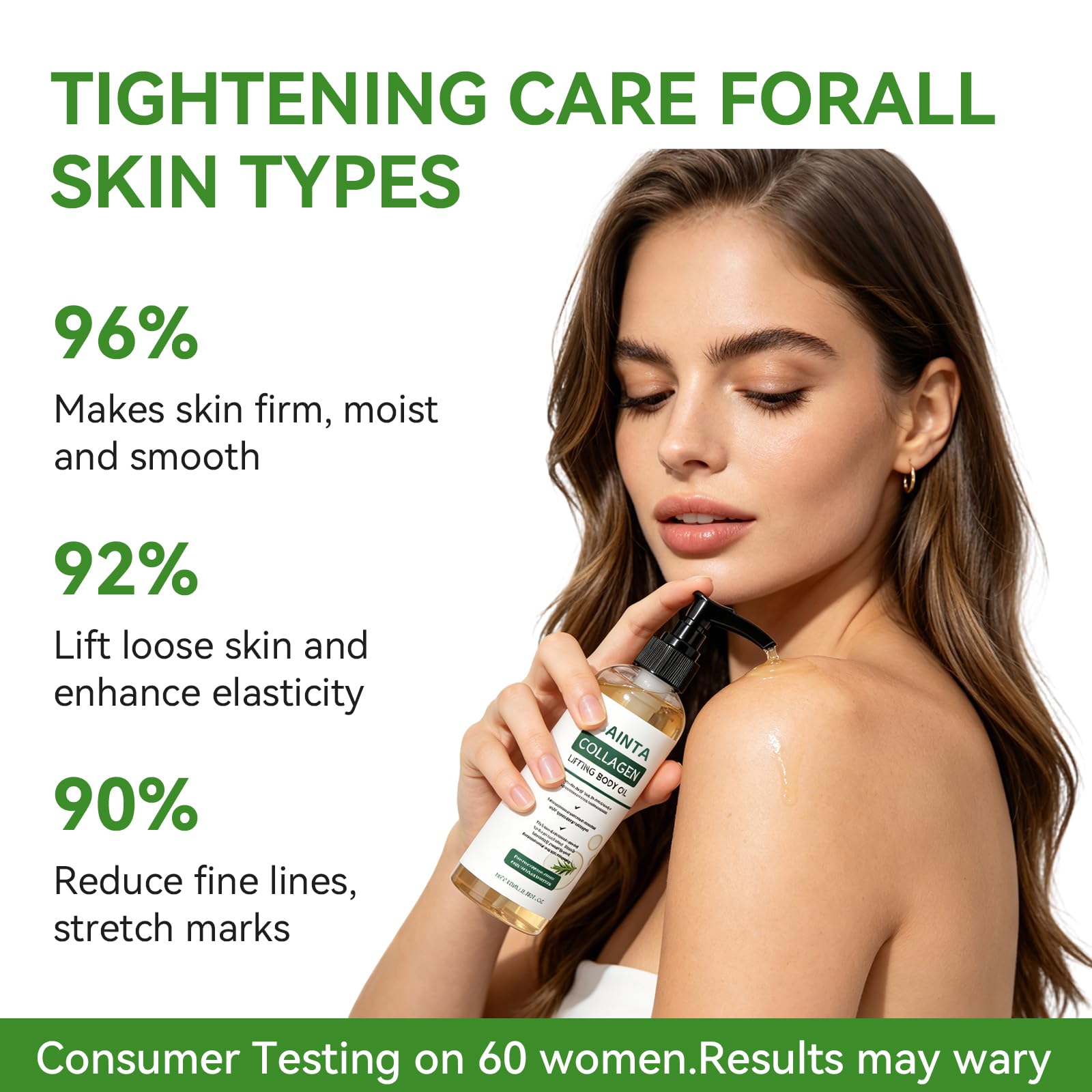 Collagen Lifting Body Oil for Firming & Hydration - Lightweight Non-Greasy, Fast-Absorbing, Helps Soften Crepey Skin, Smooth & Silky Skin Finish, Daily After Shower Body Care for Women & Men -3.38FLOz