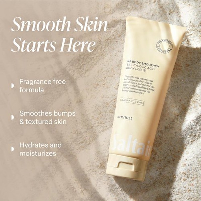 Saltair KP Body Scrub - 5% Glycolic Acid & Volcanic Sand Exfoliator | Fragrance-Free, 10oz