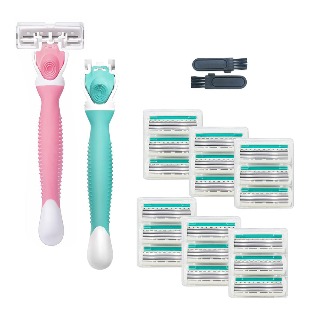 Hocmos Razors for Women Sensitive Skin，6 blade Lady Shaving Razor for Women, Women’s razors for Shaving Including 1 Travel Razors for Women with 19 Blade Refills
