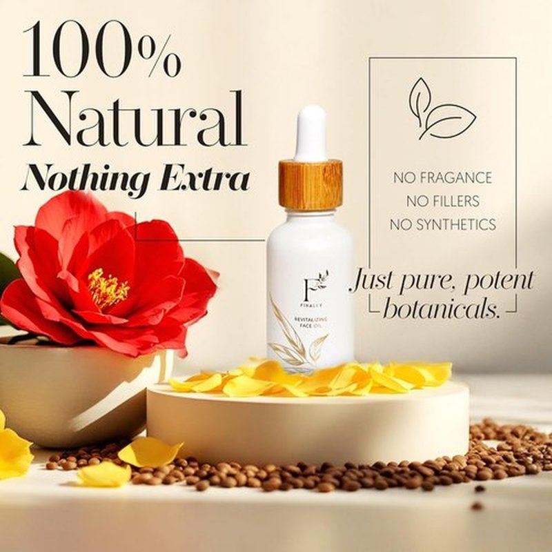Finally 100% Organic Tsubaki Face Oil & Under-Eye Serum - Hydrating, Brightening Formula for Glowing Skin & Even Tone