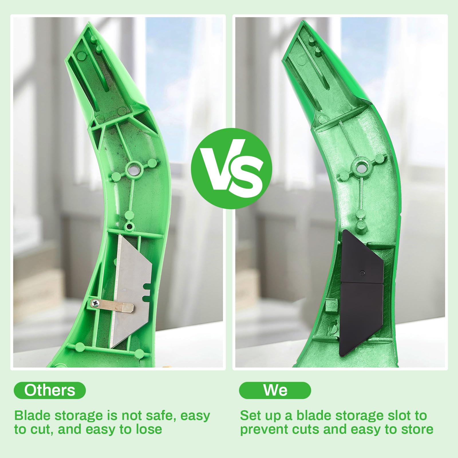 WILLBOND 4 Pcs Navajas Para Roofing Fixed Blade Roofing Knife, Heavy Duty Utility Knife for Drywall, Vinyl, Carpet Cutting, Metal Roofings Tools with Replacement Hook Blades (Classic,Green)