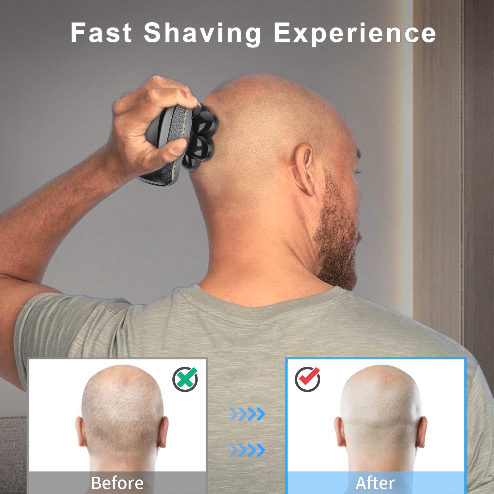 VODOZAVA Head Shaver Replacement Heads Magnetic 7 Blades Razor Replacement Blades Compatible with Freebird Shaver & Other Brands (black5)