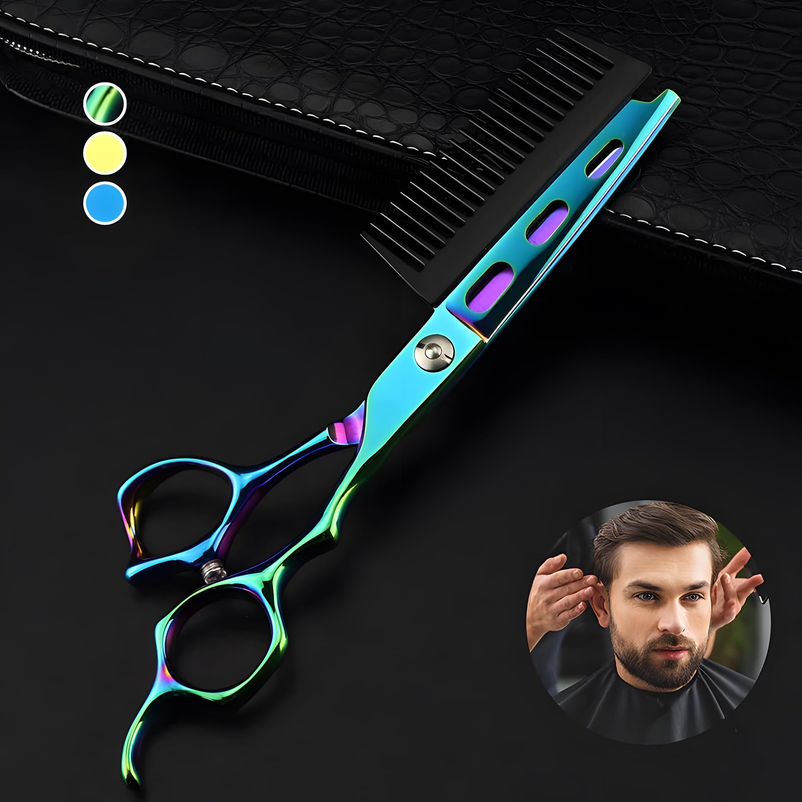 2 In 1 Hair Scissors With Comb, 6 Inch Professional Jp440c Steel, Hair Cutting Scissors, Hairdresser Scissors, Haircut Barber, Home Use for Man Woman Adults Kids (D)