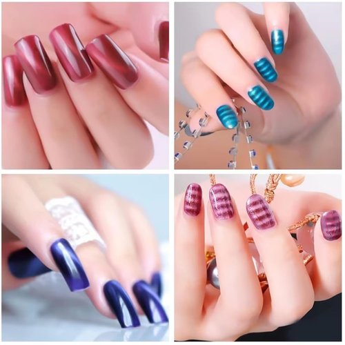 SILPECWEE 11Pcs Cat Eye Magnet for Nails Gel Nail Polish Magnet Wand Cat Eye Magnetic Nail Polish Double-Headed Magnets Sticks Nail Magnets For Nail Art Decoration Salon