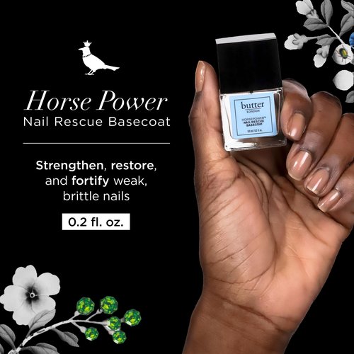 butter LONDON Base Coat Nail Polish, Horse Power - Nail Rescue Basecoat Helps Restore & Repair Damaged Nails - Nail Strengthener Helps Nail Growth & Prevent Staining, Gluten Free Nail Care, 0.2 Fl Oz