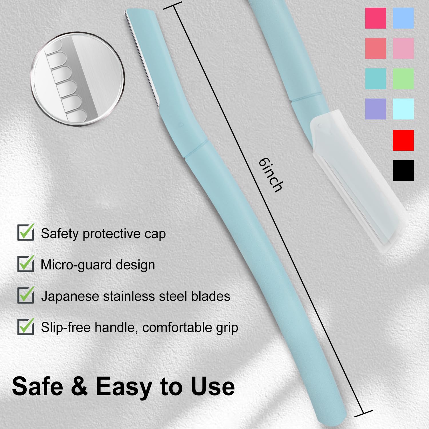Dermaplane Razor, Eyebrow and Face Razors for Women, 10ct, Sky Blue